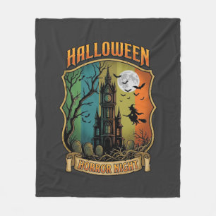 Halloween Horror Night Haunted House Witch Full Mo Fleece Blanket