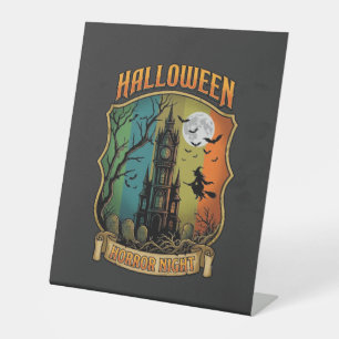 Halloween Horror Night Haunted House Witch Full Mo Pedestal Sign
