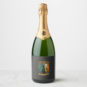 Halloween Horror Night Haunted House Witch Full Mo Sparkling Wine Label