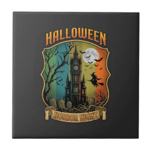 Halloween Horror Night Haunted House Witch Full Mo Tile