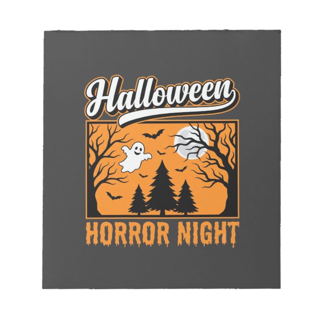 Halloween Horror Night Retro Ghost Forest Notepad (Front)