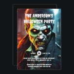 Halloween horror party zombie creature cartoon<br><div class="desc">Unleash Your Inner Monster with the Ultimate Zombie Invitation! Dive into the dark, spooky fun this Halloween with our chilling 5x7 digital invitation, designed for those who revel in the macabre. A ghastly zombie with short mousy brown hair and an oversized jacket stares directly at you from the depths of...</div>