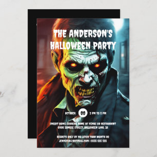 Halloween horror party zombie creature cartoon  invitation
