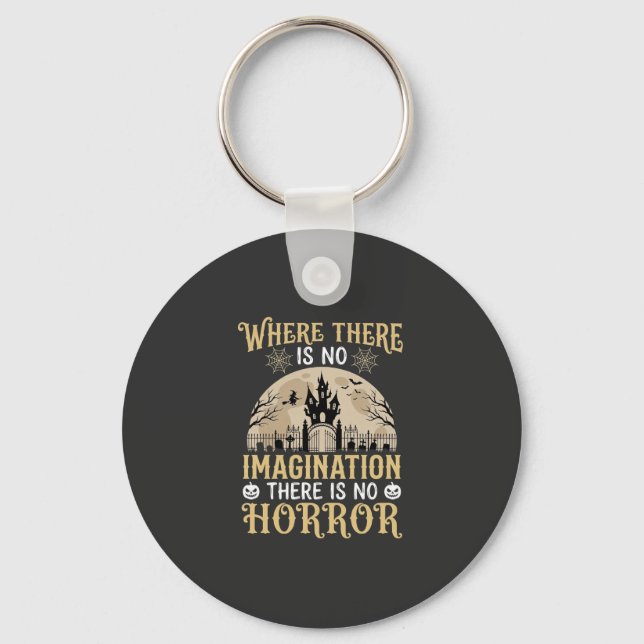 Halloween Horror Quote Haunted Castle Imagination Key Ring (Front)