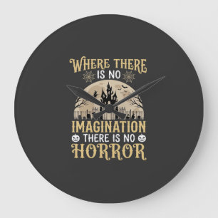 Halloween Horror Quote Haunted Castle Imagination Large Clock
