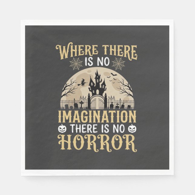 Halloween Horror Quote Haunted Castle Imagination Napkin (Front)