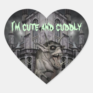 Halloween horror scary demon monster heart sticker