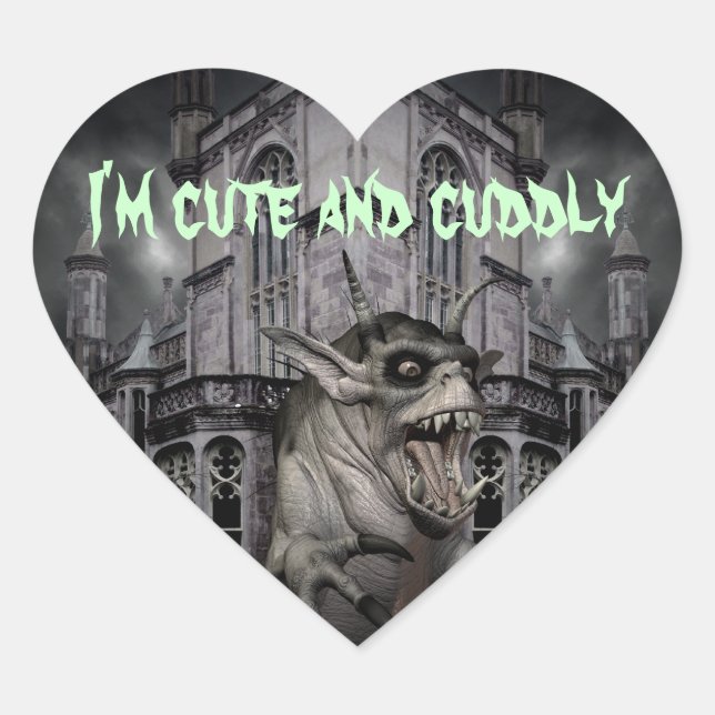 Halloween horror scary demon monster heart sticker (Front)
