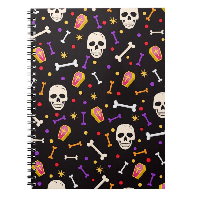 Halloween Horror Spooky Skull Coffin Bone Purple Notebook (Front)