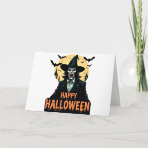 Halloween Horror Witch with Red Eyes Invitation