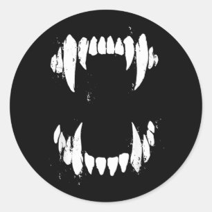 Halloween Horror Wolf Dog Vampire Monster Teeth Classic Round Sticker