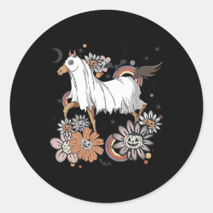 Halloween Horse Costume Ghost Boo Pumpkin Spooky S Classic Round Sticker