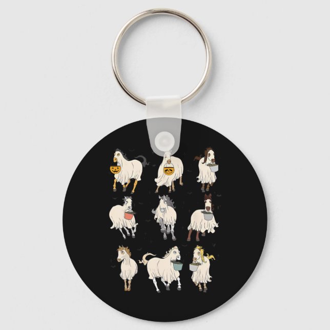 Halloween Horse Ghost Boo Pumpkin Costume For Men  Key Ring (Front)