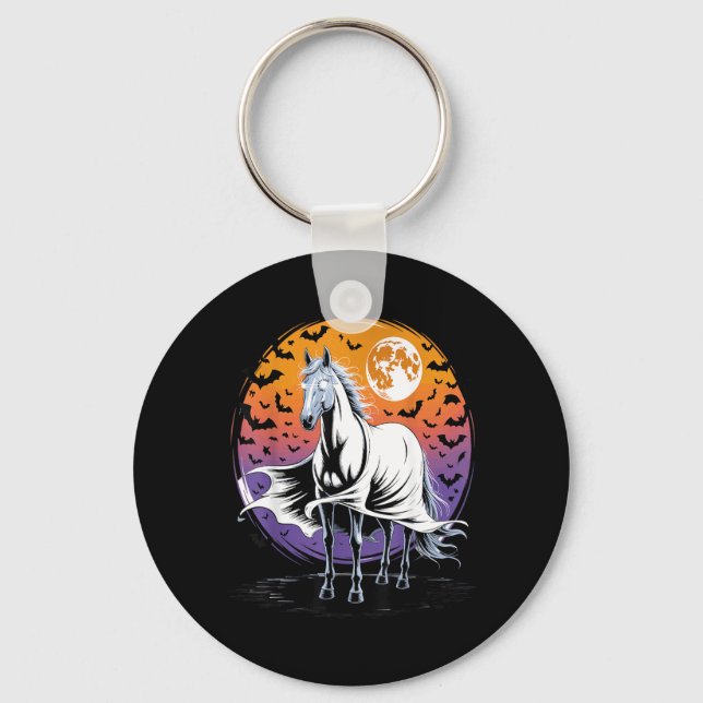 Halloween Horse Ghost Spooky Costume Key Ring (Front)