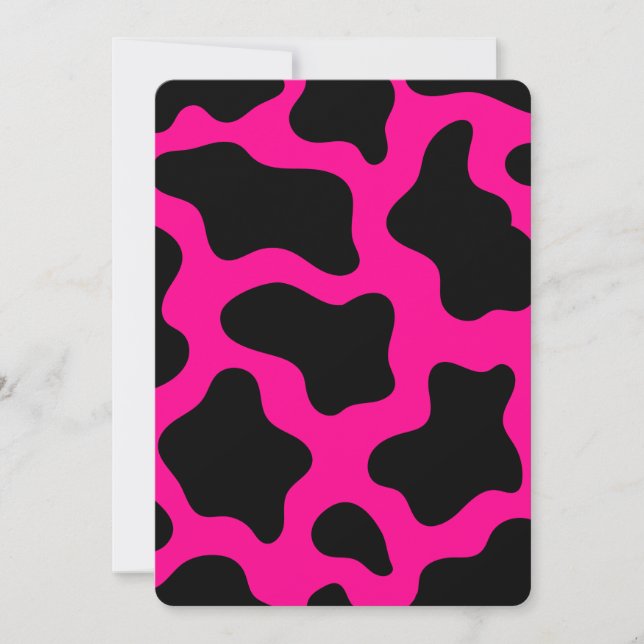 halloween hot pink cow print invitation (Front)