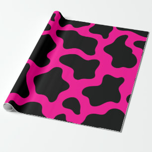halloween hot pink cow print wrapping paper