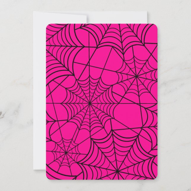 halloween hot pink spider web invitation (Front)