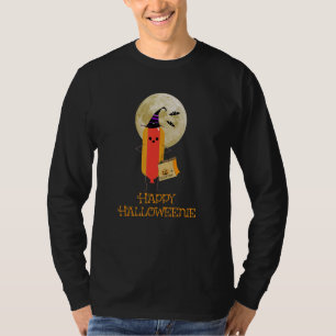 Halloween Hot Wiener Dog Bun & Moon Happy Hallowee T-Shirt