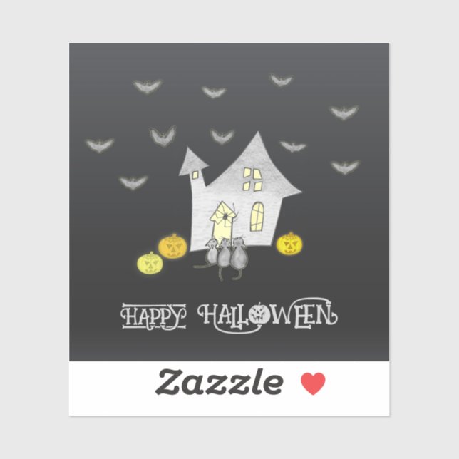 Halloween House, Black Cats, Bats, Pumpkins (Sheet)