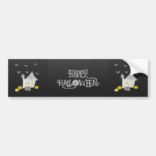 Halloween House, Black Cats, Bats, Pumpkins Bumper Sticker