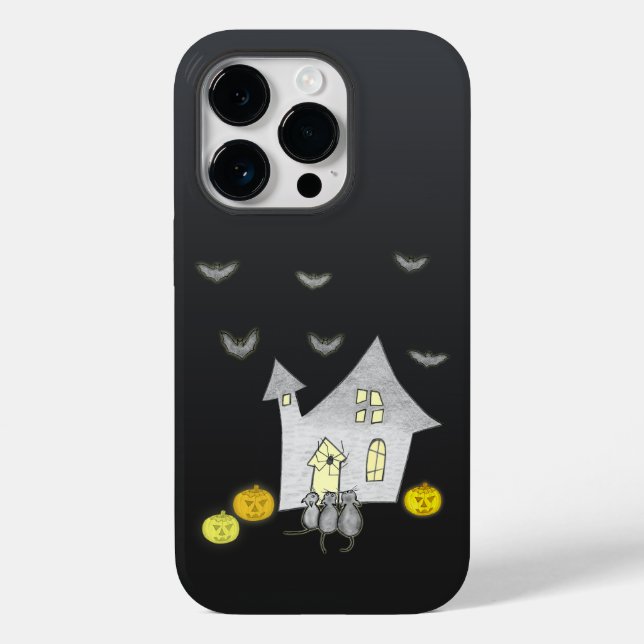 Halloween House, Black Cats, Bats, Pumpkins Case-Mate iPhone Case (Back)