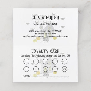 Halloween House, Black Cats, Bats, Pumpkins Loyalty Card