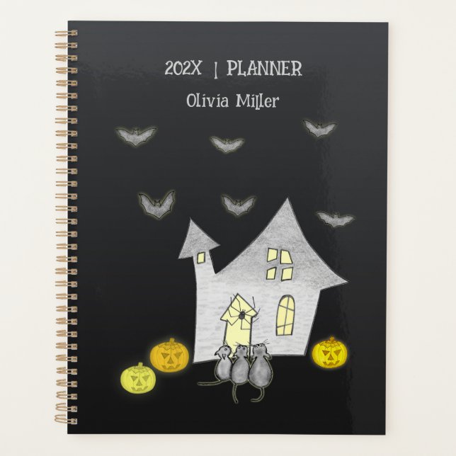 Halloween House, Black Cats, Bats, Pumpkins Planner (Front)