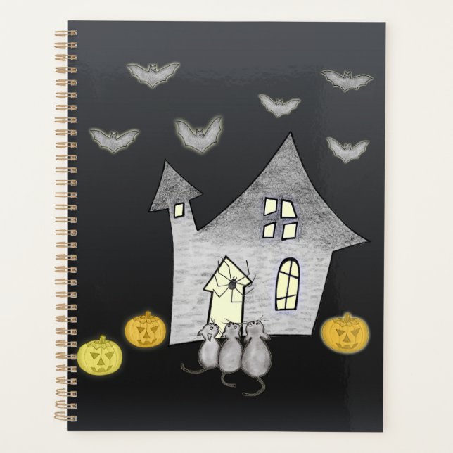 Halloween House, Black Cats, Bats, Pumpkins Planner (Front)