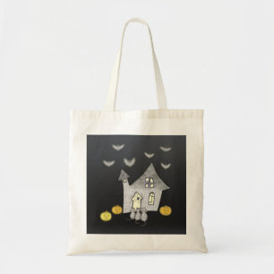 Halloween House, Black Cats, Bats, Pumpkins Tote Bag