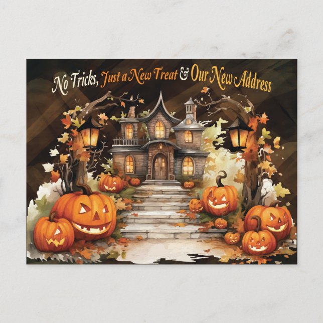 Halloween House New Address Moving Announcement Postcard (Front)