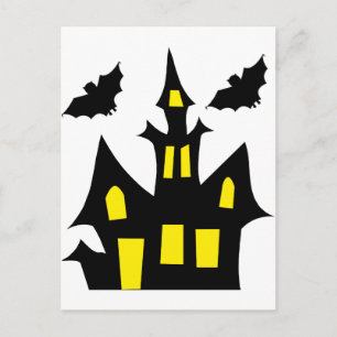 halloween house postcard