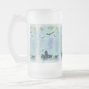 Halloween House   Spiders + Bats! Frosted Glass Beer Mug