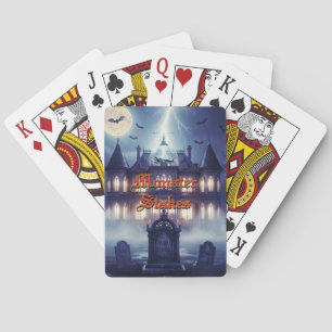 Halloween House With Frankie, Dark Blue Playing Cards