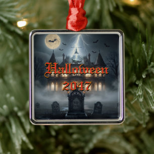 Halloween House With Frankie, Dark Grey Metal Tree Decoration