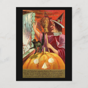 Halloween How to Get Rid of Witches Vintage Postcard