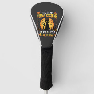 Halloween Human Costume Black Cat Graveyard Golf Head Cover