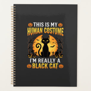 Halloween Human Costume Black Cat Graveyard Planner