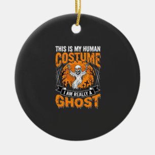 Halloween Human Costume Ghost Skeleton Graphic Ceramic Tree Decoration