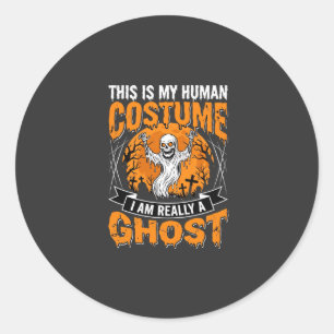 Halloween Human Costume Ghost Skeleton Graphic Classic Round Sticker
