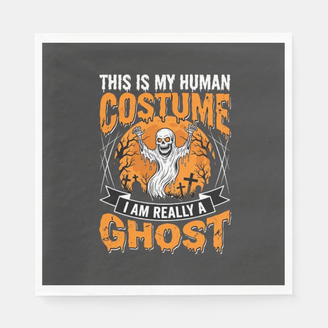 Halloween Human Costume Ghost Skeleton Graphic Napkin (Front)