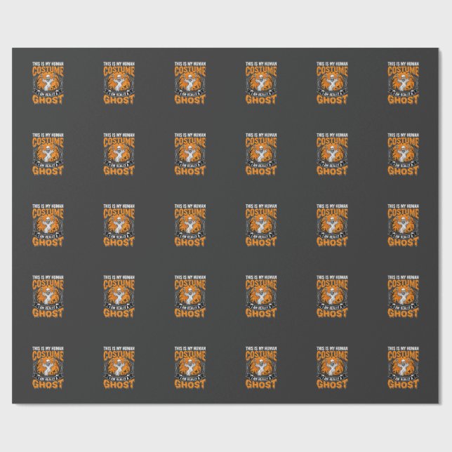 Halloween Human Costume Ghost Skeleton Graphic Wrapping Paper (Flat)