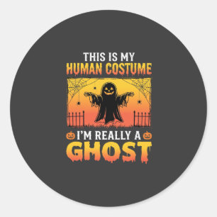 Halloween Human Costume Ghost Vintage Classic Round Sticker