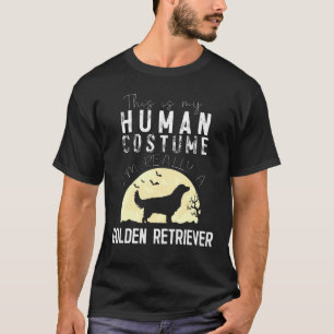 Halloween Human Costume Golden Retriever Moon Silh T-Shirt