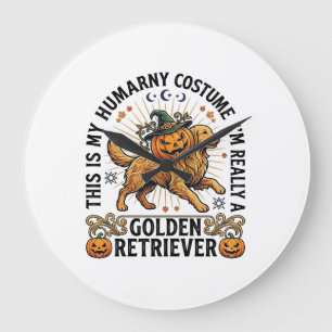 Halloween Human Costume Golden Retriever Pumpkin W Large Clock