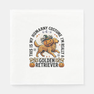 Halloween Human Costume Golden Retriever Pumpkin W Napkin