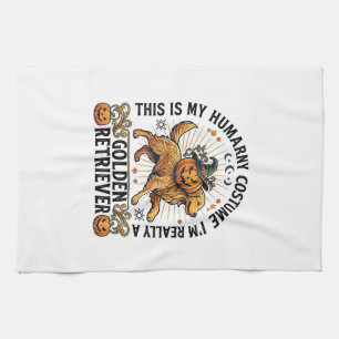 Halloween Human Costume Golden Retriever Pumpkin W Tea Towel