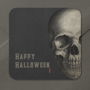 Halloween Human Skull Spooky Square Sticker