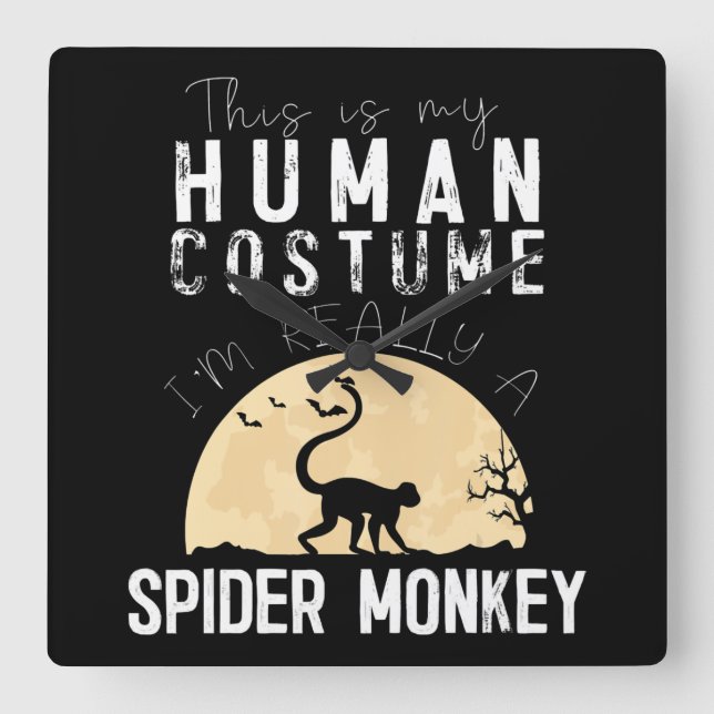 Halloween Human Spider Monkey Creepy Horror Square Wall Clock (Front)