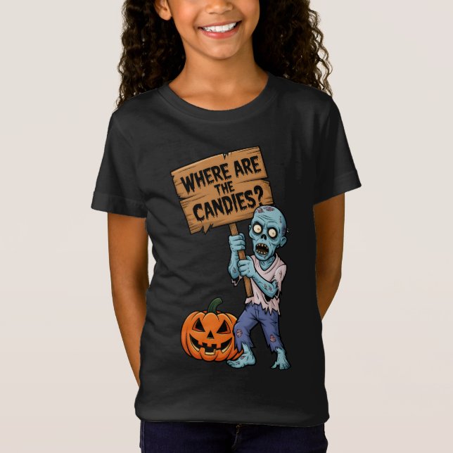 Halloween Humor Zombie Bonbons T-Shirt (Front)