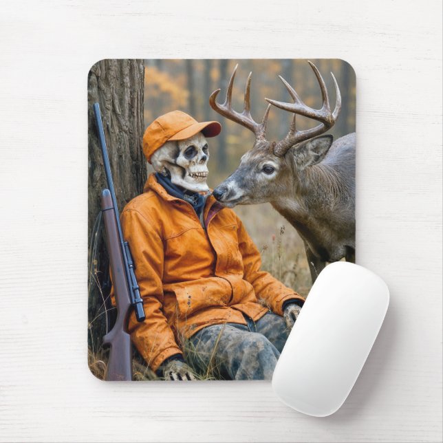 Halloween Hunter Skeleton With a Buck Mouse Pad (With Mouse)
